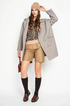 Manteau en Laine mélangée marron-Assuili