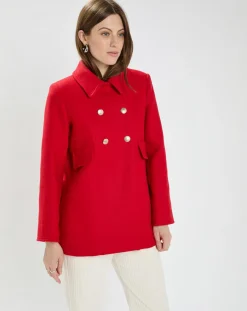 Femme Tara Jarmon Manteaux^Manteau en Laine mélangée Marc rouge