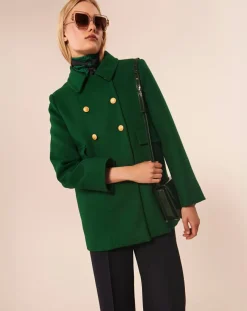 Manteau en Laine mélangée Marc émeraude-Tara Jarmon Discount