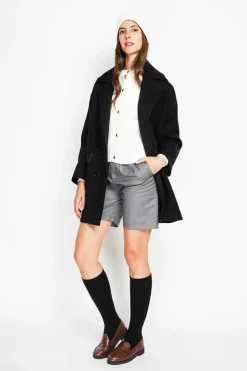 Manteau en Laine mélangée noir-Assuili New