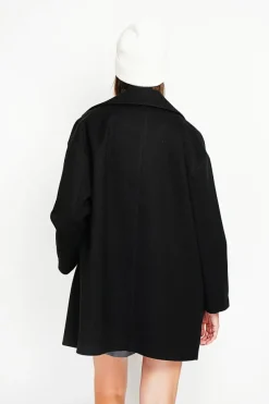 Manteau en Laine mélangée noir-Assuili New