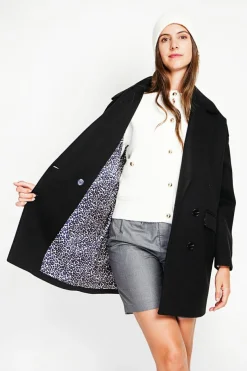 Manteau en Laine mélangée noir-Assuili New