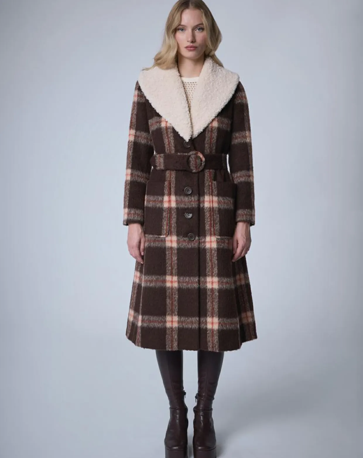 Manteau en Laine mélangée Pilou Tartan unique-Manoush Best