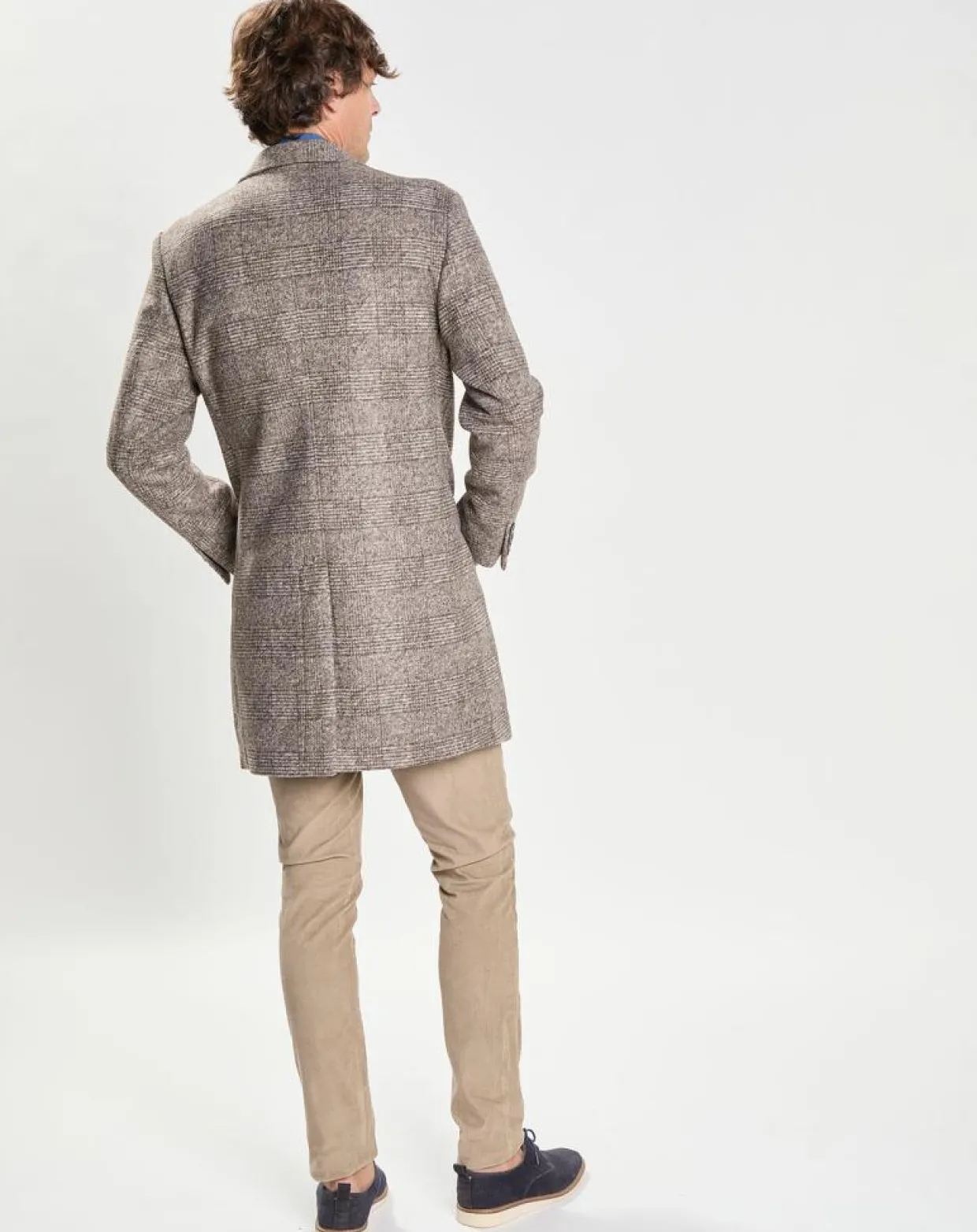 Manteau en Laine mélangée Prince de Galles gris clair-Hackett London Clearance