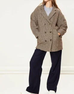 Manteau en Laine mélangée Sophies pied-de-poule marron-La Petite Etoile