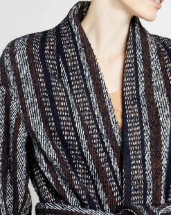 Manteau en Laine mélangée Vivia à rayures marine/blanc/marron-Caroll Hot