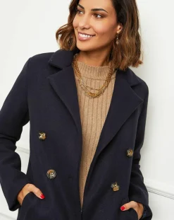 Femme L'Armoire de Suzette Manteaux^Manteau en Laine mélangée Zoe marine