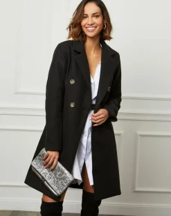Manteau en Laine mélangée Zoe noir-L'Armoire de Suzette Discount