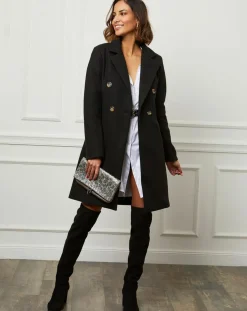 Manteau en Laine mélangée Zoe noir-L'Armoire de Suzette Discount