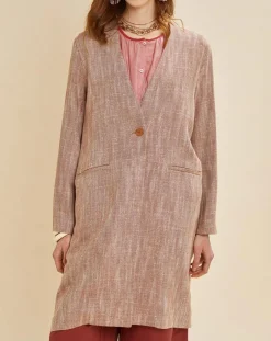Femme Chloé Stora Manteaux^Manteau en Lin mélangé Martini terre/écru