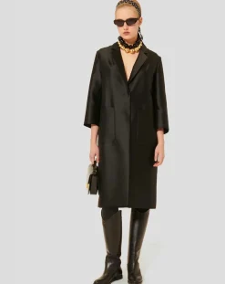 Femme Tara Jarmon Manteaux^Manteau en satin Martin noir