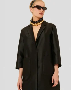 Femme Tara Jarmon Manteaux^Manteau en satin Martin noir