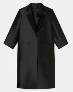Femme Tara Jarmon Manteaux^Manteau en satin Martin noir