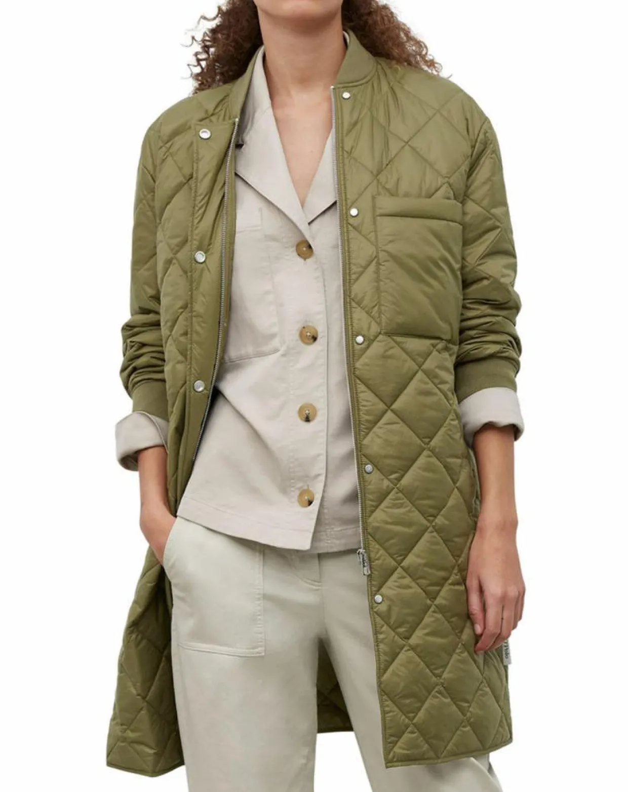 Manteau long matelassé kaki-Marc O'Polo Outlet