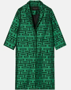 Femme Tara Jarmon Manteaux^Manteau Martin imprimé vert