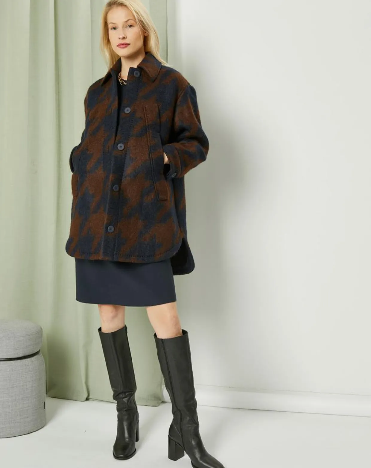 Femme MaxMara Studio Manteaux^Manteau mi-long en Mohair & Laine mélangés Sante marron/bleu
