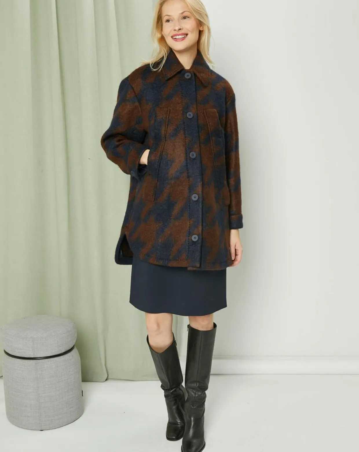Femme MaxMara Studio Manteaux^Manteau mi-long en Mohair & Laine mélangés Sante marron/bleu