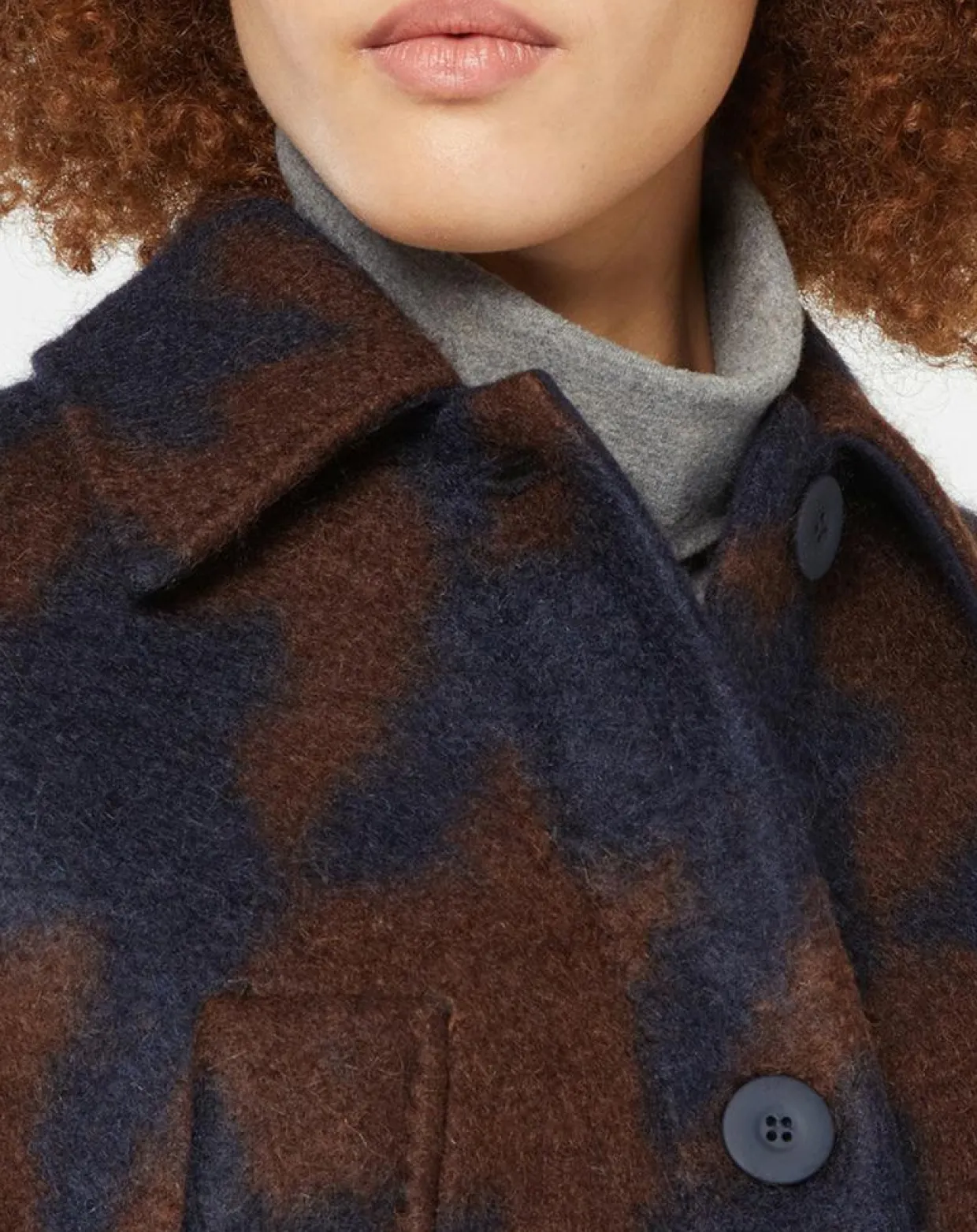 Femme MaxMara Studio Manteaux^Manteau mi-long en Mohair & Laine mélangés Sante marron/bleu