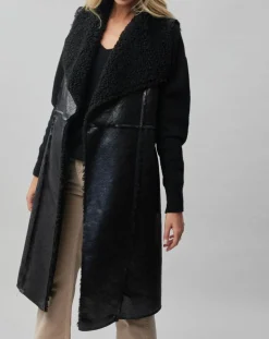 Femme Lauren Vidal Manteaux^Manteau sans manches en fausse peau lainée Vogue noir