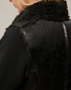 Femme Lauren Vidal Manteaux^Manteau sans manches en fausse peau lainée Vogue noir