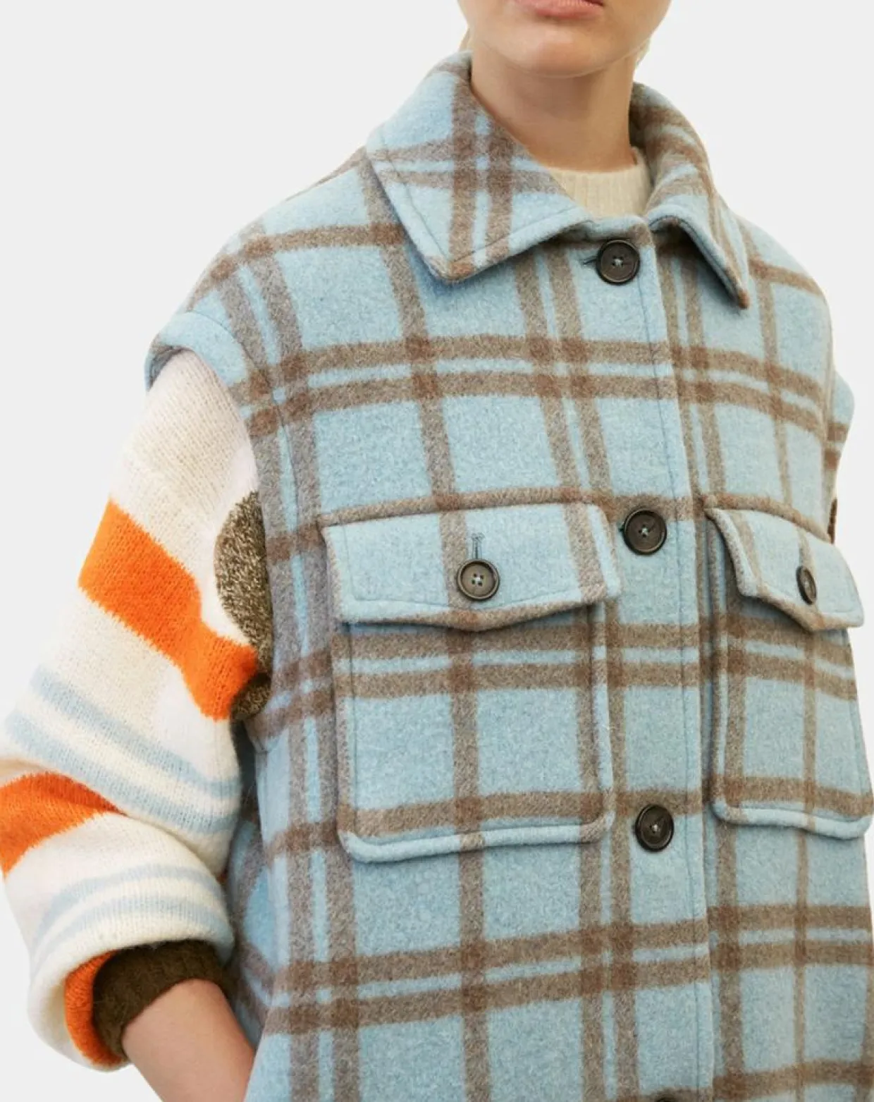 Femme Marc O'Polo Manteaux^Manteau sans manches en Laine mélangée Campagne à carreaux bleu