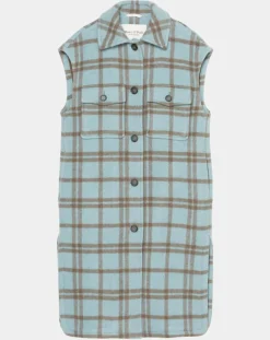 Femme Marc O'Polo Manteaux^Manteau sans manches en Laine mélangée Campagne à carreaux bleu