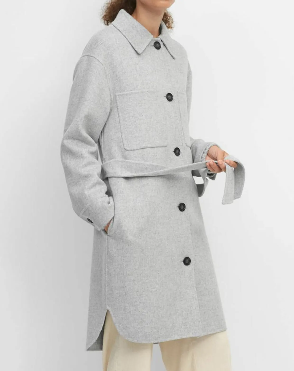 Femme Marc O'Polo Manteaux^Manteau surchemise en Laine mélangée à ceinture gris clair