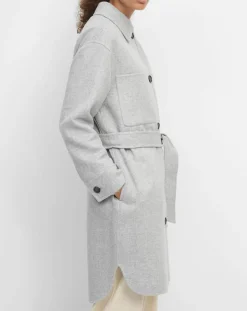 Femme Marc O'Polo Manteaux^Manteau surchemise en Laine mélangée à ceinture gris clair