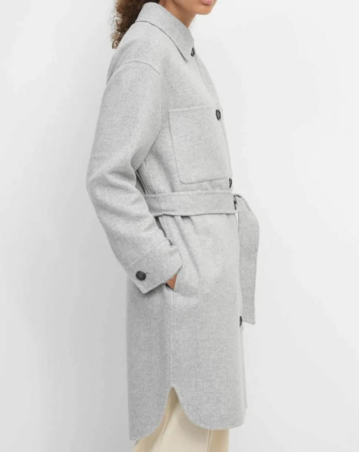 Femme Marc O'Polo Manteaux^Manteau surchemise en Laine mélangée à ceinture gris clair