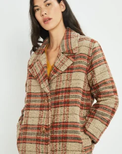 Manteau West à carreaux épice-Lauren Vidal Clearance