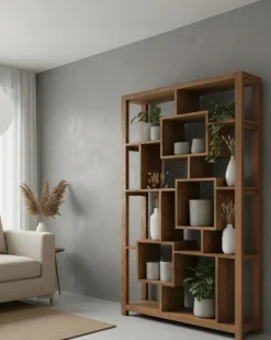 Uniqka Etagères^Maze - Étagère en bois massif de Teck