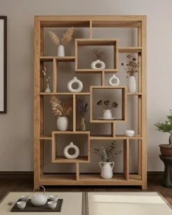 Uniqka Etagères^Maze - Étagère en bois massif de Teck