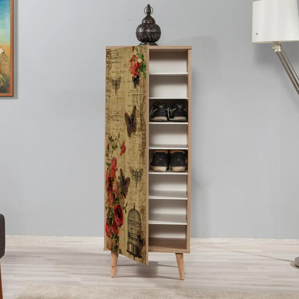 Meuble à chaussure Filinta chêne - 50x135x38 cm-Wooden Art Discount