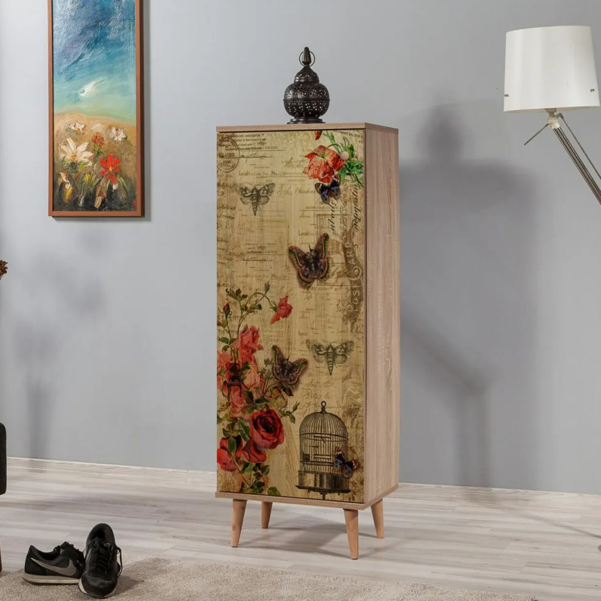 Meuble à chaussure Filinta chêne - 50x135x38 cm-Wooden Art Discount