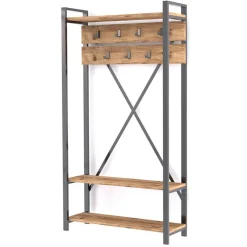 Meuble d'entrée Alfa noir/bois - 180x34x90 cm-Wooden Art Discount