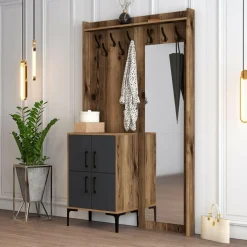 Meuble d'entrée Berlin BC marron/anthracite - 120x35x200 cm-Wooden Art Hot
