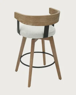 Micha - Chaise de bar en tissu et pieds en bois-Uniqka Best