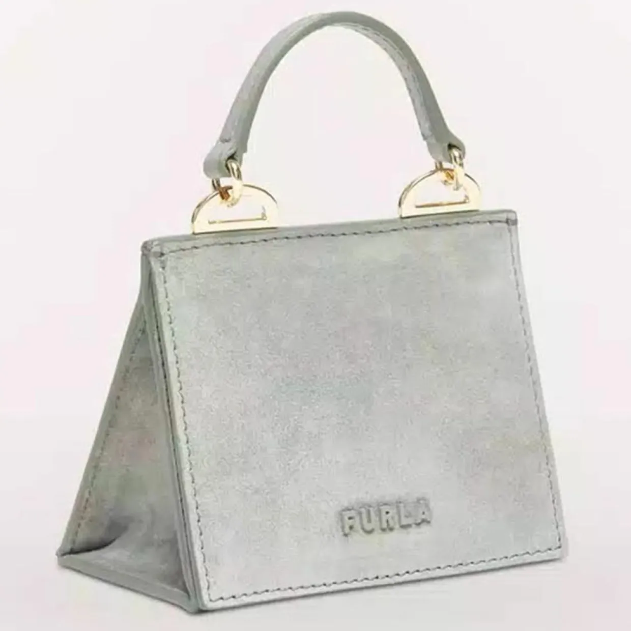 Micro Sac à main en Velours de Cuir Ligne Future argenté 11.0x9.5x7.5 cm-Furla Sale