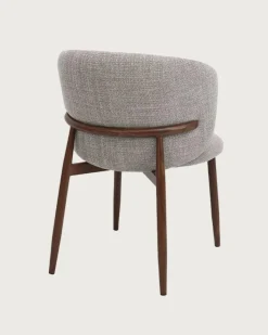 Mila - Chaise en tissu taupe et pieds métal-Uniqka Online