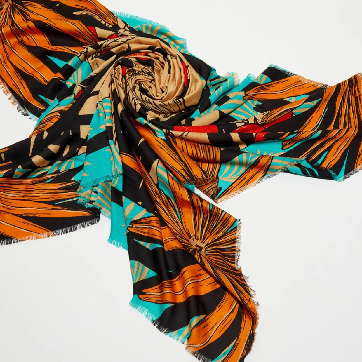Mini Foulard Palm Lady turquoise - 54x54 cm-Wild