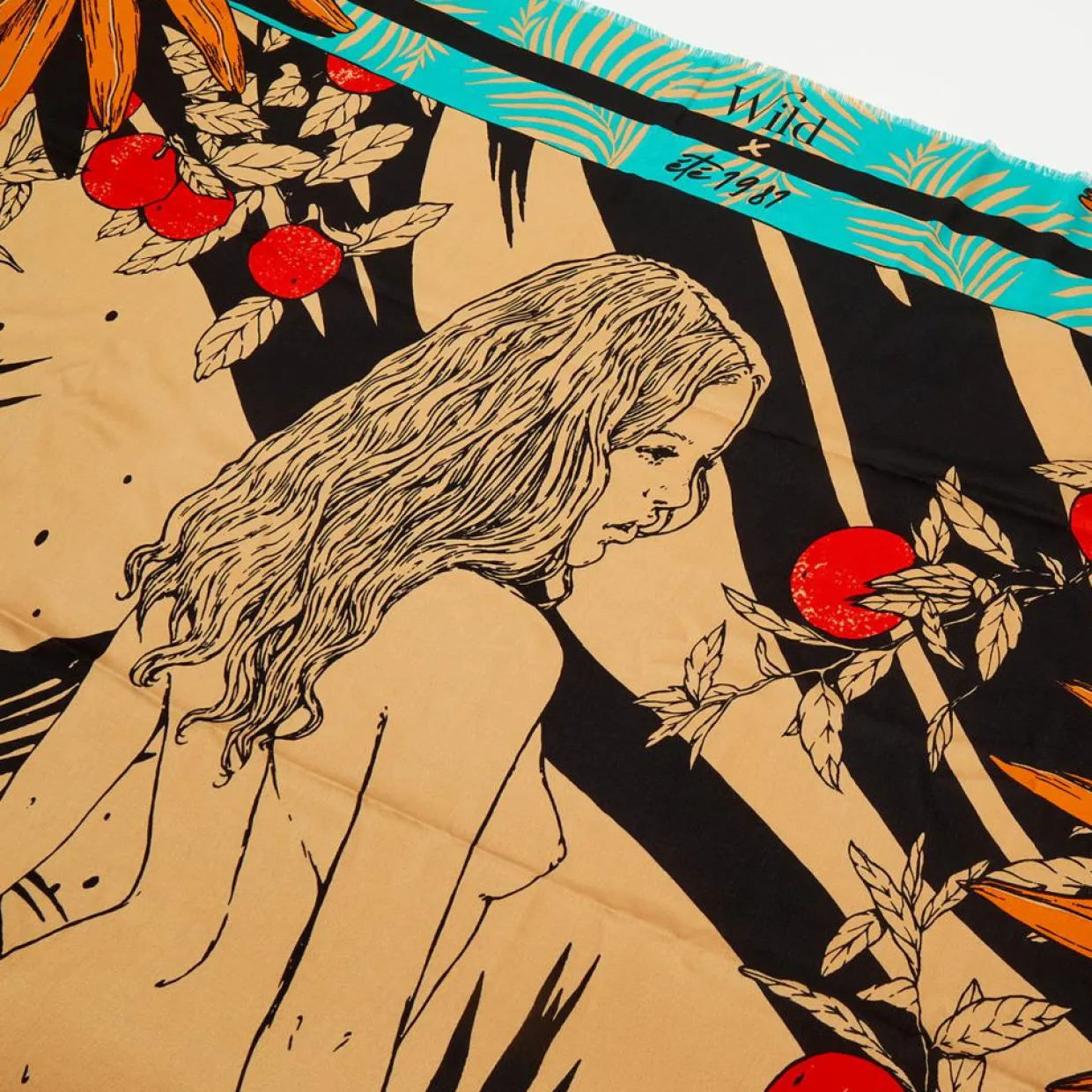 Mini Foulard Palm Lady turquoise - 54x54 cm-Wild