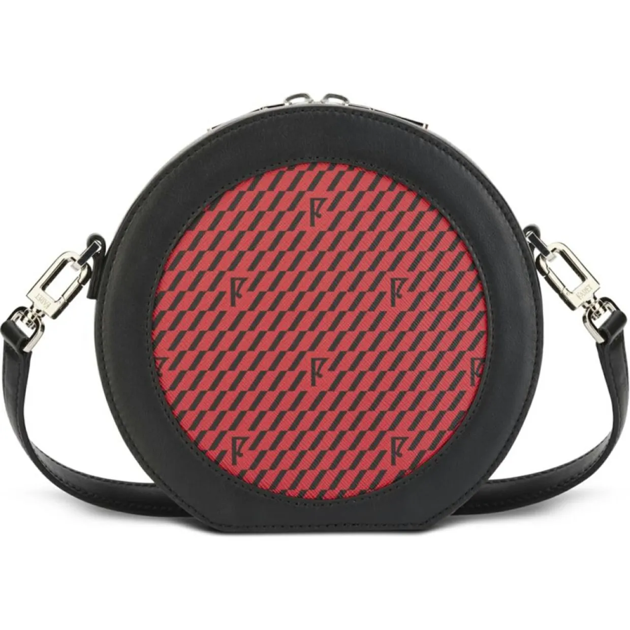 Mini Sac en Toile enduite & Cuir Medoc rouge/noir - 13x13x5.5 cm-Maison Faret Best