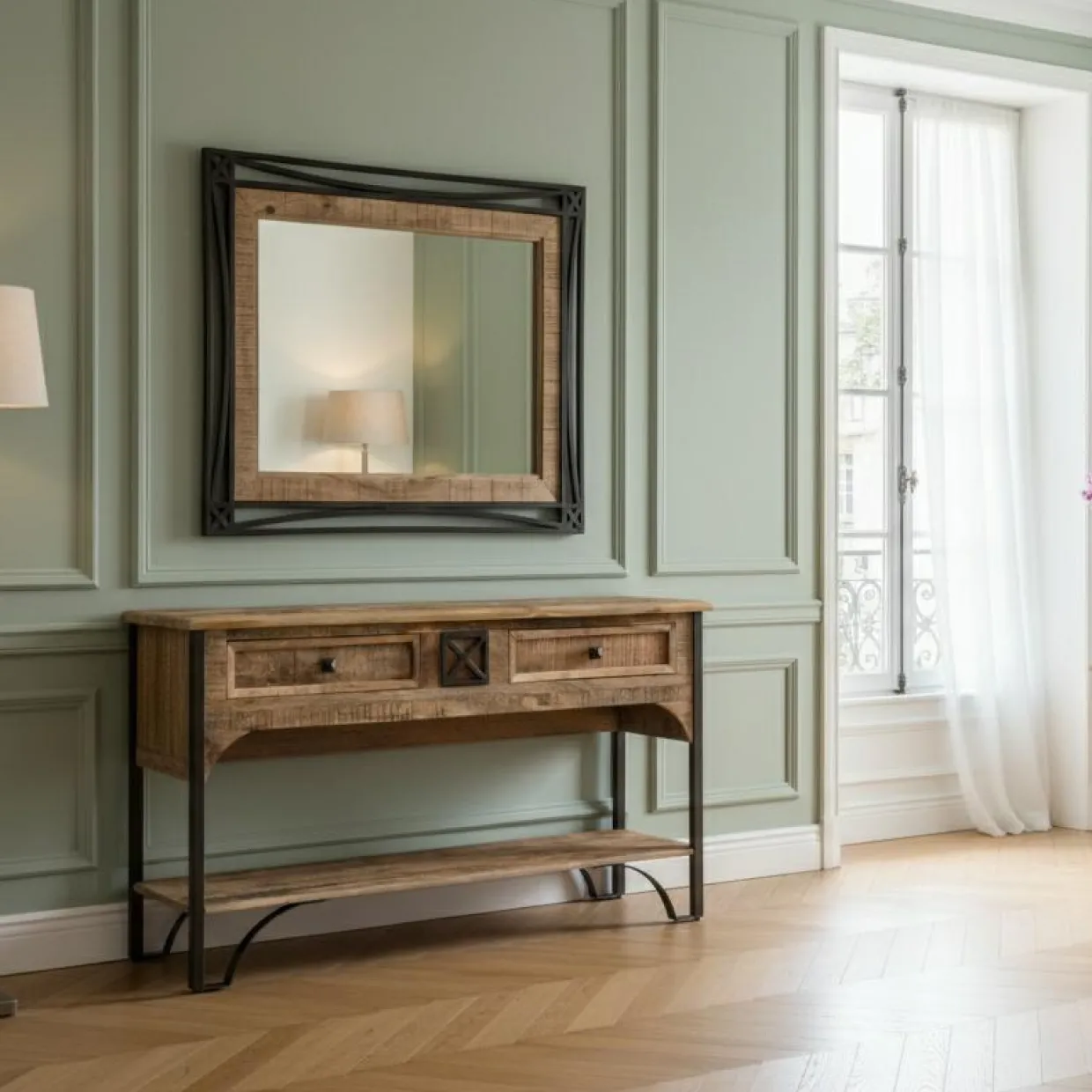 Miroir design Manguier Pondicherry Noir - 104x3x74 cm-Bois & Chiffons Sale