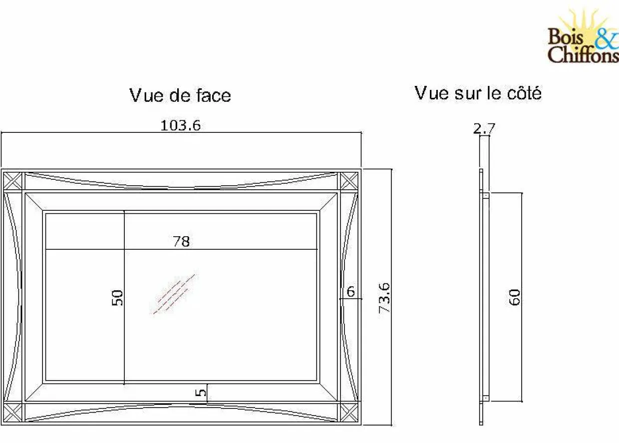 Miroir design Manguier Pondicherry Noir - 104x3x74 cm-Bois & Chiffons Sale