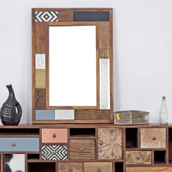 Bois & Chiffons Miroirs^Miroir peau de vache bois sculpté manguier terranova marron - 100x4x70 cm