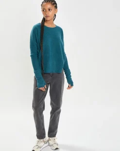 Femme Cashmere Tribu Gants, Moufles^Mitaines 100% Cachemire poignets en côtes Mindy heathered teal