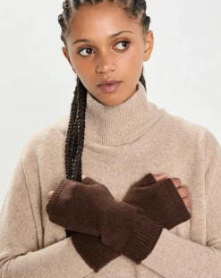 Femme Cashmere Tribu Gants, Moufles^Mitaines 100% Cachemire poignets en côtes Mindy brownie