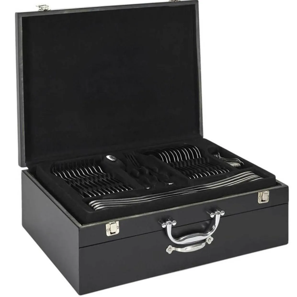 Cook Concept Couverts De Table^Ménagère avec coffret en bois & tiroir noire - 84 pièces