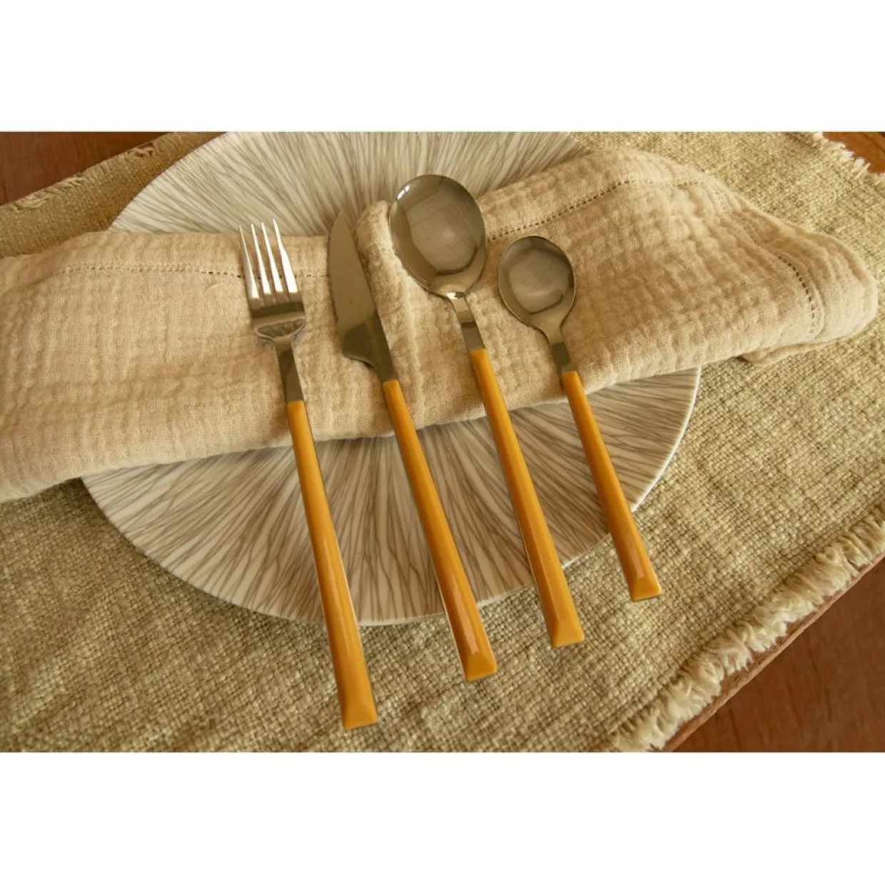 Menastyl Couverts De Table^Ménagère Colorama safran - 24 Pièces