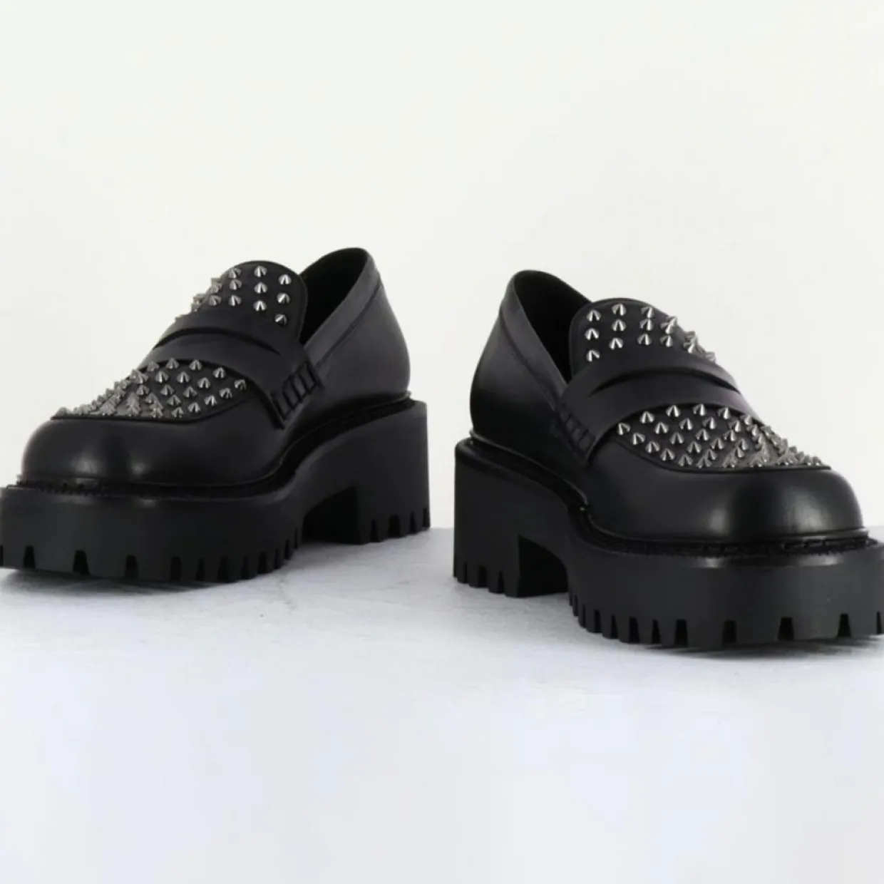 Femme Vic Matie Mocassins^Mocassins en Cuir noirs - Talon 5 cm